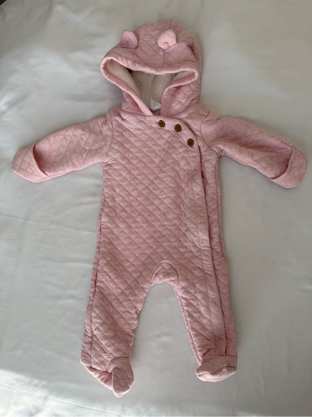Carter's Quilted Hooded Baby One-Piece in Light Pink
